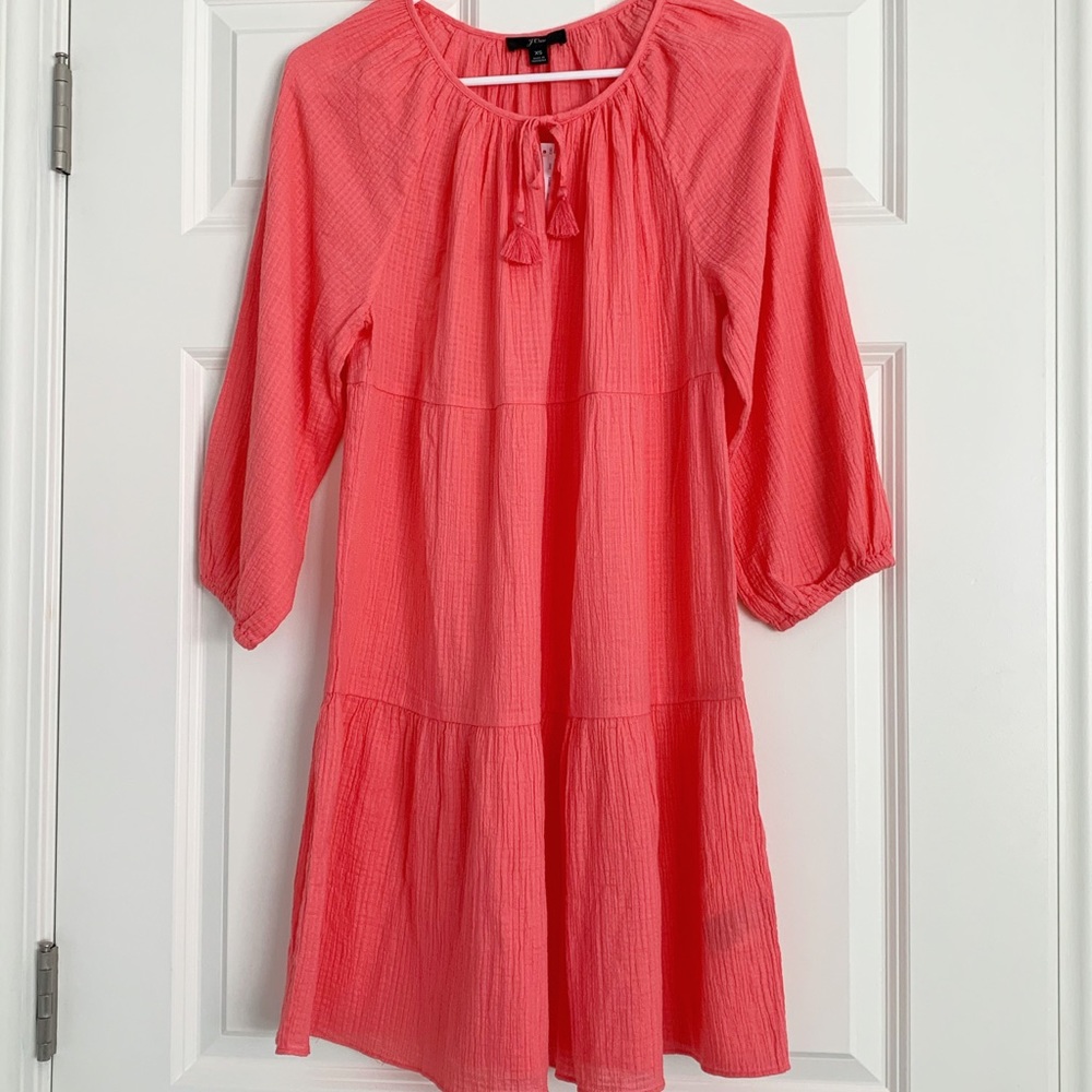 NWT J. Crew Coral Tiered Beach Tunic (Coverup Dress)